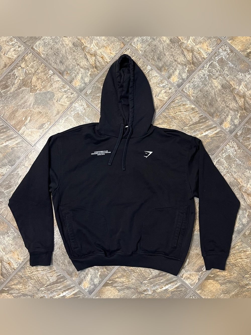 Gymshark Conditioning Club Hoodie Black Graphic Pullover Men’s Large